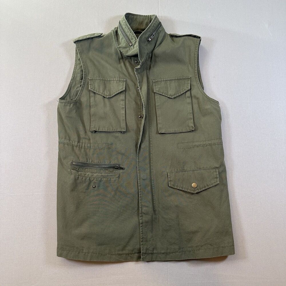 BDG Army Green Utility Cargo Vest Size Large with Middle Drawstring